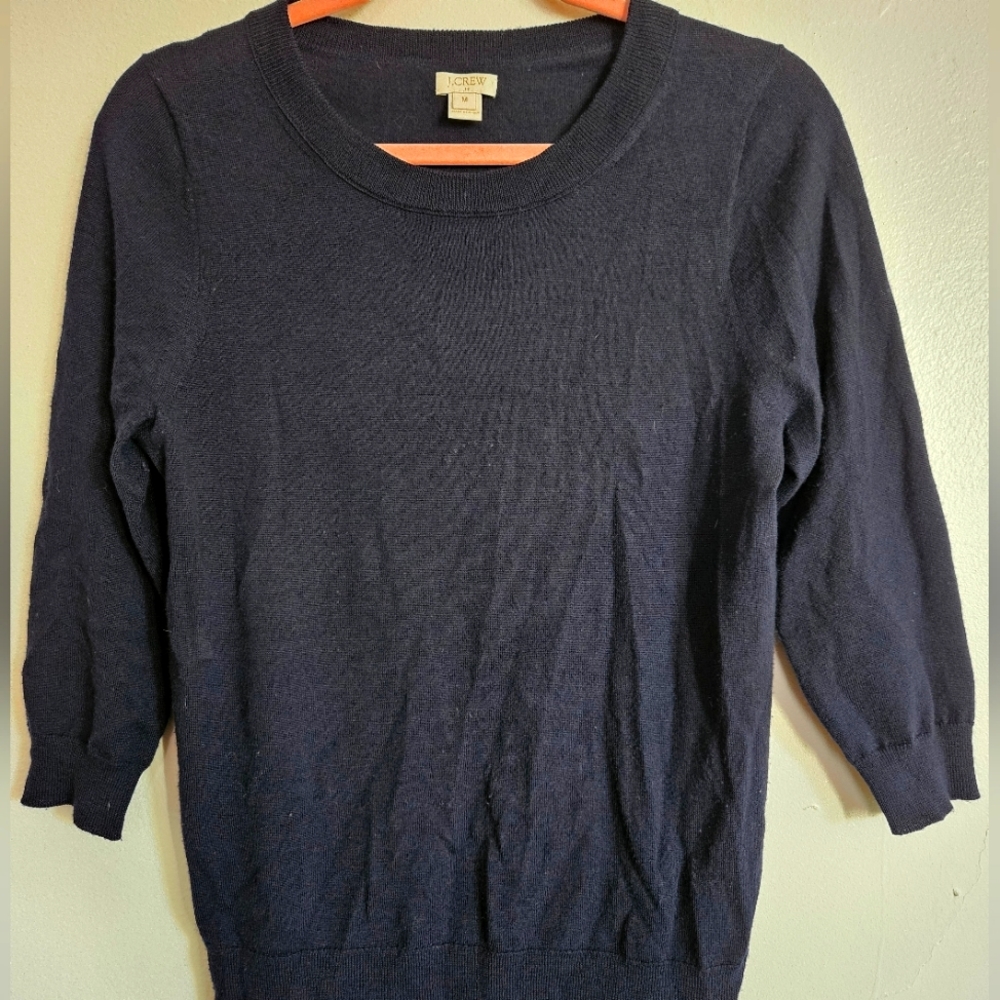 J CREW Merino 3/4 Sweater - Navy Blue